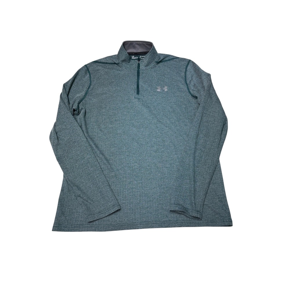Under Armour Mens Threadborne HeatGear 1/4 Zip Pullover Teal Green 1289600‎ Sz M